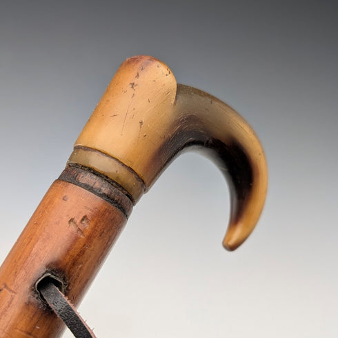 ヴィンテージ マラッカ藤シャフト ホーンハンドル 小型ステッキ 杖 63cm